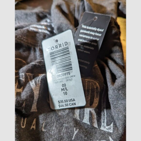 NWT Torrid Whiskey Girl Classic Fit Crew Short Sleeve Tee Slub Black 00 (M) - Picture 3 of 3